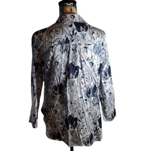 Persifor Maritime Blue Tigerlily Sunna Top Women's Size Large Long Sleeve - Picture 2 of 11